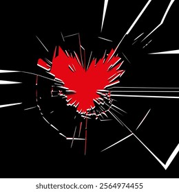 Vector illustration of cracks on broken glass heart