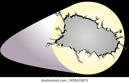 Vektor-Illustration von Rissen in der Wand durch Licht hervorgehoben. Abstrakter Hintergrund