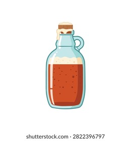 Vector illustration of a craft beer glass growler bottle with frothy foam isolated on white background