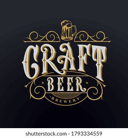 Vector illustration. Craft beer handwritten lettering. Design template celebration. 