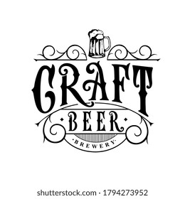 Vector illustration. Craft beer handwritten lettering. Design template celebration. 