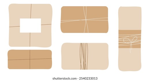 Vector illustration of a craft-wrapped gift box with white and brown bow on a plain white background.