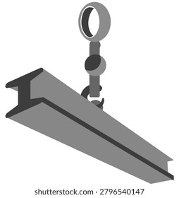 vector illustration of crane hook lifting iron beam, hook of machinery crane construction, building and architecture tool and equpment concept