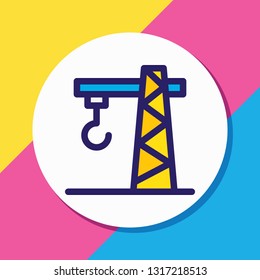 Vector illustration of crane icon colored line. Beautiful architecture element also can be used as lifting tower icon element.