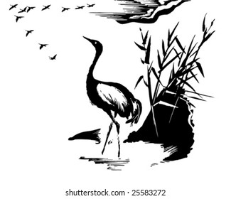 vector illustration of the crane on white background