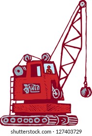 Vector illustration of a crane with crane operator