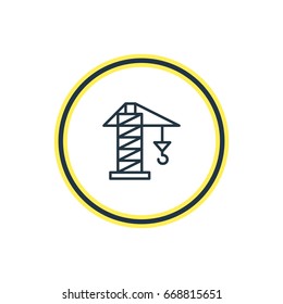 Vector Illustration Of Crane Outline. Beautiful Construction Element Also Can Be Used As Lifting Element.
