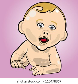 Vector illustration of a crawling baby