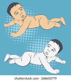 Vector illustration of crawling baby