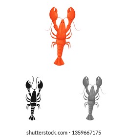Vector illustration of crayfish  and lobster icon. Collection of crayfish  and boiled vector icon for stock.