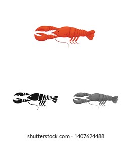 Vector illustration of crayfish  and lobster sign. Collection of crayfish  and boiled stock symbol for web.
