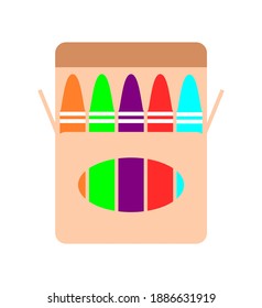 Vector illustration of crayon in a box on white background
