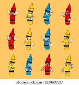 Vector Illustration Crayon Character Set