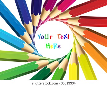 vector illustration of crayon  or color pencil, easily edit and place your text