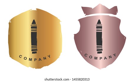 Vector Illustration of Crayon Color For School with Rose Gold and Gold Banner or Background. Graphic Design for Logo and T-shirt.