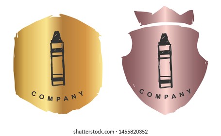 Vector Illustration of Crayon Color For School with Rose Gold and Gold Banner or Background. Graphic Design for Logo and T-shirt.