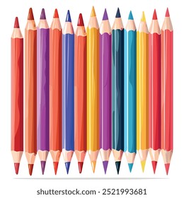 Ilustración vectorial de lápices de colores (lápiz de colores), aislado en un fondo blanco, Volver a la escuela	