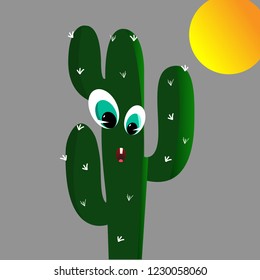 Vector illustration of a crazy cactus in the desert.  Layers grouped for easy editing illustration. For your design.