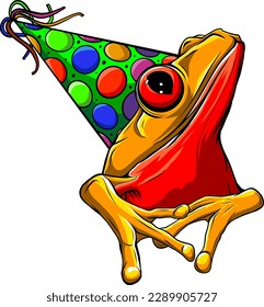vector illustration of crazy frog party cartoon on white background
