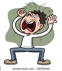 vector illustration of Crazy man cartoon