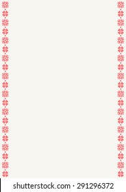 vector illustration of cream blank banner, framed with red  geometric pattern