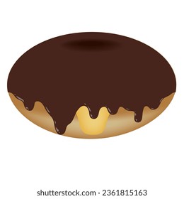 Vector illustration of Cream Filled Donut covered in chocolate