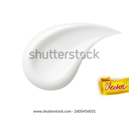 Vector illustration of cream lotion smear in white color with smooth texture and realistic appearance against clean white background. Cream lotion realistic concept.