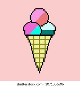 Vector illustration cream in pixel art