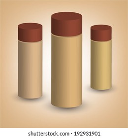 Vector illustration of Cream powder on a brown background, 3D  