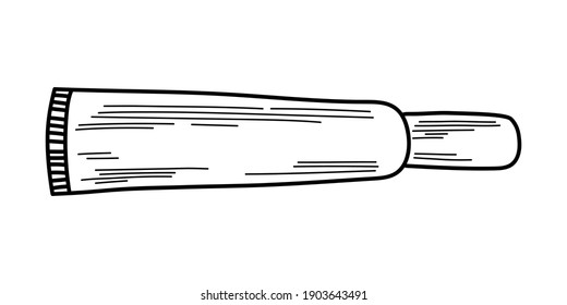 Vector illustration of cream tube. Beauty accessories and skin care products. Face and body care concept. Outline or doodle drawing