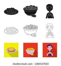Vector illustration of creamy and product icon. Set of creamy and farm stock vector illustration.