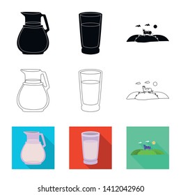 Vector illustration of creamy and product icon. Set of creamy and farm stock vector illustration.