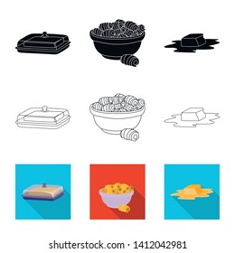 Vector illustration of creamy and product icon. Collection of creamy and farm vector icon for stock.