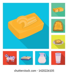 Vector illustration of creamy and product icon. Set of creamy and farm stock vector illustration.