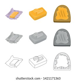 Vector illustration of creamy and product icon. Collection of creamy and farm stock symbol for web.