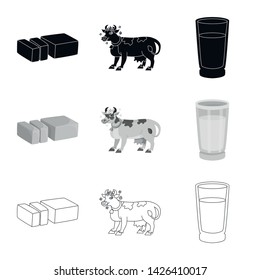 Vector illustration of creamy and product icon. Collection of creamy and farm vector icon for stock.