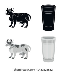 Vector illustration of creamy and product logo. Collection of creamy and farm stock symbol for web.