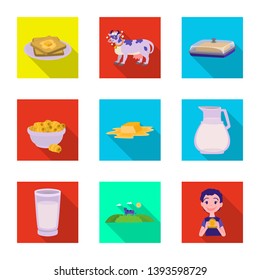 Vector illustration of creamy and product sign. Collection of creamy and farm stock vector illustration.