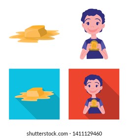 Vector illustration of creamy and product symbol. Set of creamy and farm vector icon for stock.
