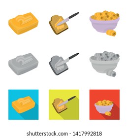 Vector illustration of creamy and product symbol. Set of creamy and farm stock symbol for web.