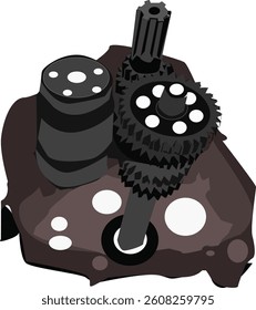 The vector illustration I created is a vector engine with a complex design.