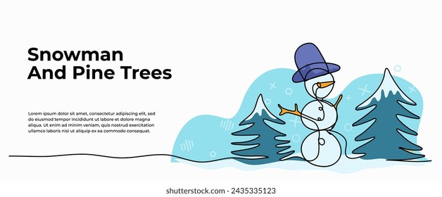Ilustración vectorial de creaciones de nieve. Moderno piso en estilo de línea continua.