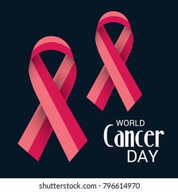 Vector illustration of a Creative Abstract Background for World Cancer Day Awareness with Ribbon.