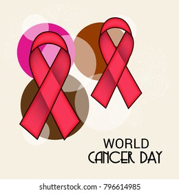 Vector illustration of a Creative Abstract Background for World Cancer Day Awareness with Ribbon.