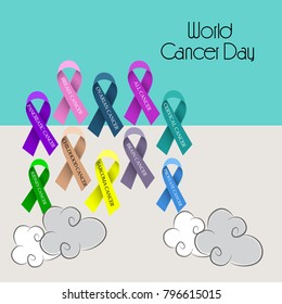 Vector illustration of a Creative Abstract Background for World Cancer Day Awareness with Ribbon.