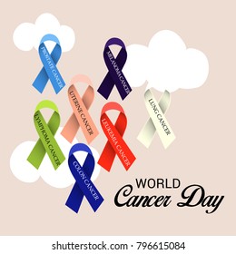 Vector illustration of a Creative Abstract Background for World Cancer Day Awareness with Ribbon.