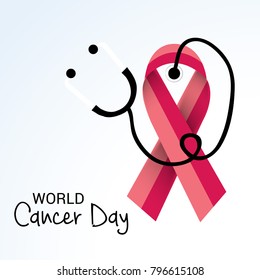 Vector illustration of a Creative Abstract Background for World Cancer Day Awareness with Ribbon.
