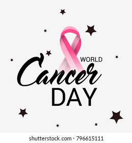 Vector illustration of a Creative Abstract Background for World Cancer Day Awareness with Ribbon.