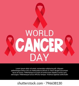 Vector illustration of a Creative Abstract Background for World Cancer Day Awareness with Ribbon.
