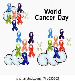 Vector illustration of a Creative Abstract Background for World Cancer Day Awareness with Ribbon.